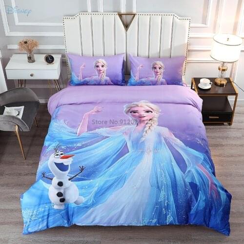 Disney Frozen Elsa Pattern Bedding Set Women Girls Cartoon Duvet Cover Bed Sheet Pillowcases 2/3/4pcs Twin Full Queen Bedclothes
