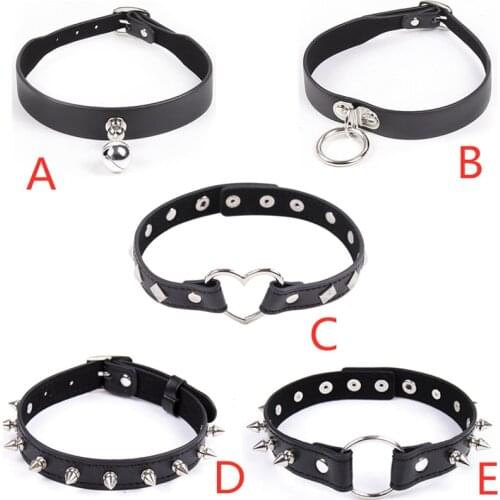 Fetish Dog Slave Bondage Neck Collar PU Leather Punk Rivets Necklace BDSM Bondage Restraints Sex Collar bdsm collar leather