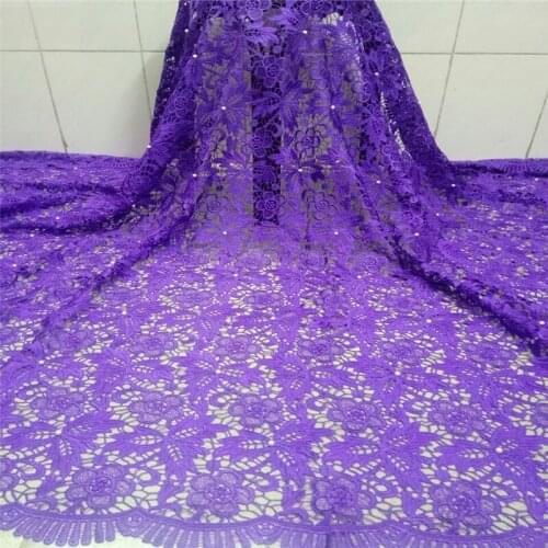 Purple African Lace Fabric 2020 High Quality Lace Nigerian Lace Fabrics For Dress French Beaded Tulle Lace Material kc19-67