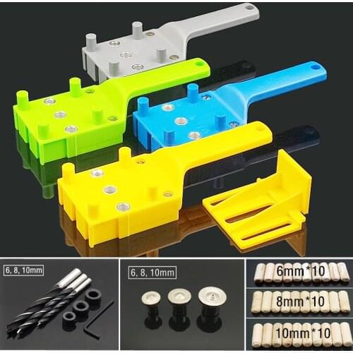 Woodworking Dowel Jig Set Wood Dowel Pins 6 8 10mm Drill Bits Drill Guide Kit Joinery Doweling Plastic pocket Jig Hole Saw Tools