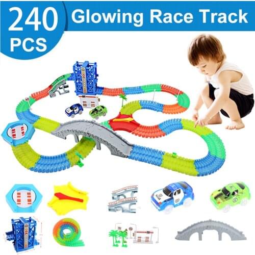 Curved Track Roller Coaster Toy Magical Track Assembly Education Magic Glowing Racing Toy Flash Lifts Children' educational toys