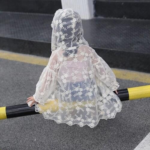 Lace Sun-protective Coat Clothes for Girls Summer Baby Jackets Floral Lace Hollow Thin Jackets Kids All-match Jackets for Girls