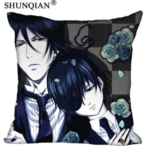 LUQI Top Sale 18x18 inch Throw Pillow Case Sebastian Michaelis Black Butler Bestative pillow Cover twin sides
