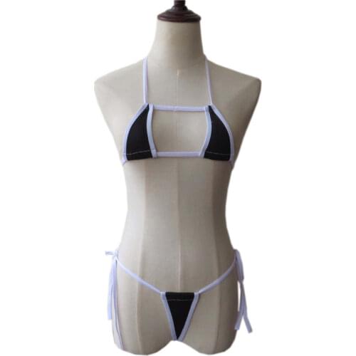 Micro bikini plus size swimwear women swimsuit women biquini bikinis Solid color Edging Halter Sling Triangle Thong 11 colors