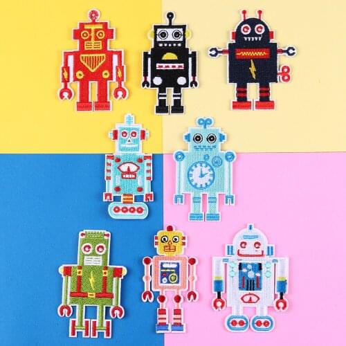 Cartoon lovely robot Embroidered Iron On Patch wholesale DIY Embroidery Handmade Crochet Sew On Patch Clothes Appliques