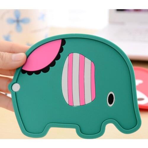 Cartoon Silicone Coaster Insulation Pad for Drink Table Protector Pad With Non-Slip Stripes on the Surface, Strong Adsorption