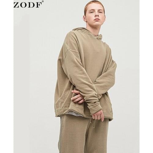 ZODF New Design Men Basic Oversized Hoodies Sweatshirts Kanye West Washed Unisex Loose Cotton Autumn Winter Streetwear HY0159