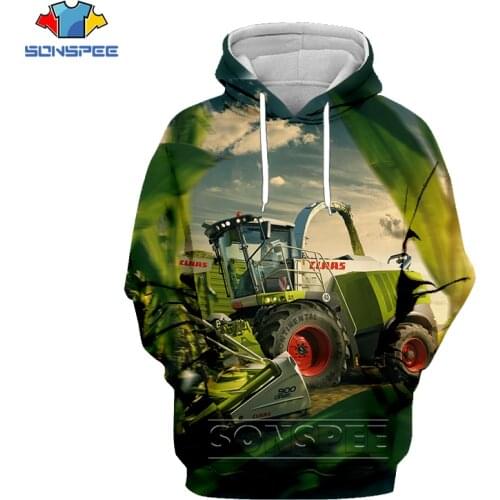 SONSPEE Agricultural car Tractor pattern 3D printed cool jacket Mens Hoodies Women Hip Hop Sweatshirt Hoodie Unisex Streetwear