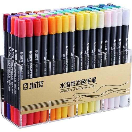 80 colors Watercolor Art Paint Aquarelle Brush Pen, Dual Tips Watercolor Brush Marker Set For Drawing Design Art Marker Supplies