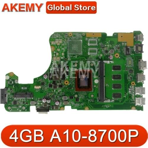 New X555DA 4GB RAM/A10-8700P CPU Motherboard For ASUS X555 X555YA X555YI X555D X555DG X555YI X555DA Laotop Mainboard Motherboard