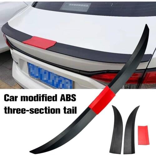 New Car Modified ABS 3hree-Section Tail Wing General Model Durable Easy To Install Automobile Aircraft Trunk Decoration