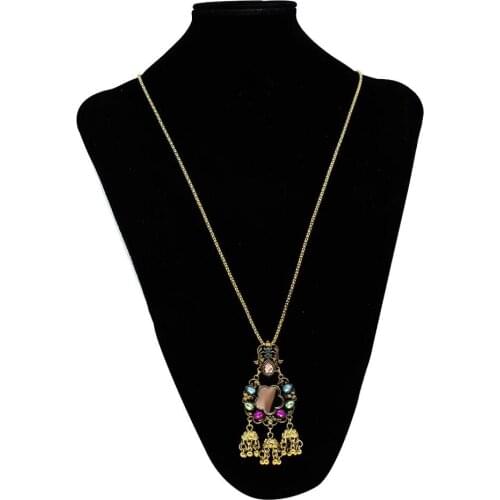 Boho Ethnic Antique Gold Metal Crystal Beads bell Mirror Birdcage Pendant Collar Choker Necklace Women Indian Gypsy Jewelry