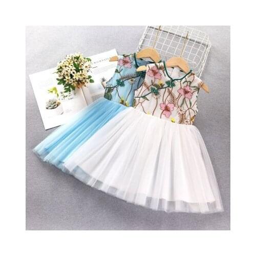 Baby Girl Princess Dress 2021 Summer New Toddler Girl Birthday Party Clothes Kids Cute Mesh Patchwork Vests Dresses 2-7 Years