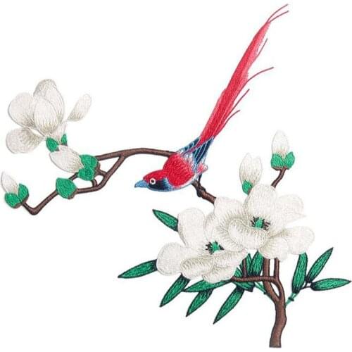 Bird flower embroidery Patches for clothing DIY sew on floral parches Embroidery lace appliques for shirts