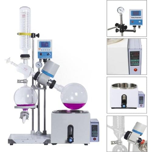 1L-5L 220V 0-120RPM New Lab Rotary Evaporator Rotavapor Equipment W/Motor Lift, Digital Heating Bath Condenser Full Sets