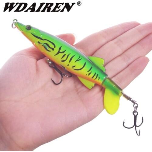 1Pcs Topwater Whopper Plopper Fishing Lures 130mm 16g Hard Artificial Bait with Rotating Soft Tail Pike Fish Lure Tackle