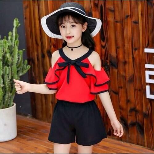 Children Clothing Girls Summer 2021 New Vest Shorts Chiffon Two Piece Sets 12 Clothes 11 Children 10 Suit 8 Children 7 Years Old