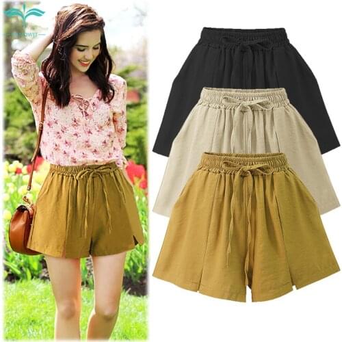 OUMOWEI Womens Shorts 2018 Fashion New Split Wide Leg Shorts High Quality Loose Casual Shorts Solid Color Wild Chiffon Shorts