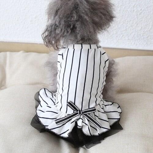 Cute Delicate Lattice Style Striped Summer Pet Dog Dresses Clothes For Spring Summer Clothes Puppy Skirt 1