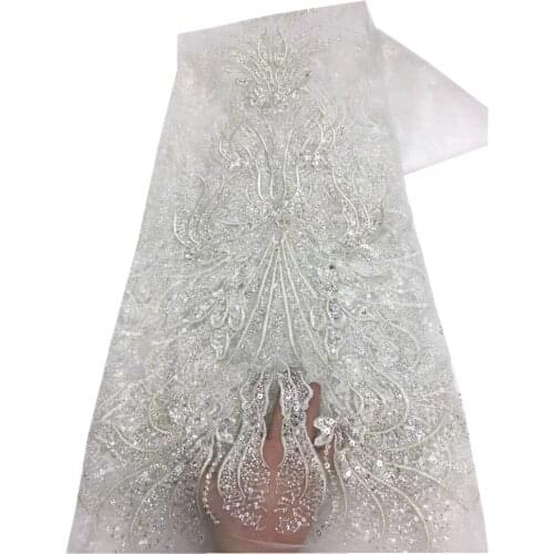 SJ Lace Handmade Beaded Lace African Lace Fabric 2021 High Quality Lace Nigerian Lace Fabric For Women Party Wedding Dress x3-73