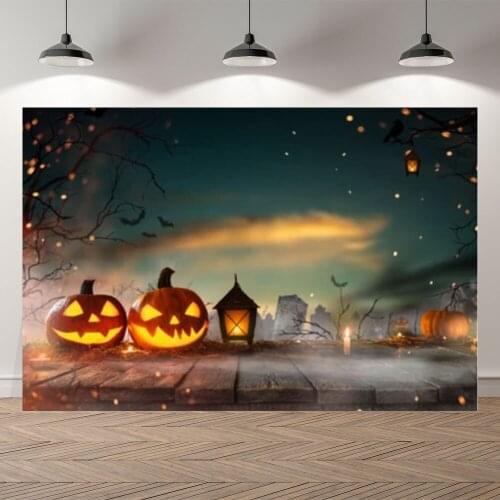 Seekpro Autumn Halloween Party Pumpkin Bokeh Wood Night Photography Baby Background Photographic Backdrop For Photo Studio Shoot