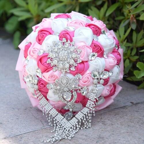 DIA 18CM European American Outdoor Wedding Bridal Bridesmaid Elegant Bouquet Handmade Artificial Hold Flower Crystal Flower