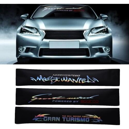 Car Laser Reflective Letters Sticker PVC Windshield Banner Strip Racing Stripe Sticker For Car Window Sun Visor Decorative