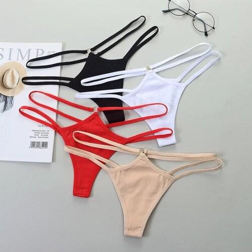 Thin Strap Hollow Panties Women Sexy G-String Cotton Soft Lingerie Low Rise Thong Breathable Female Underwear Solid Color Briefs