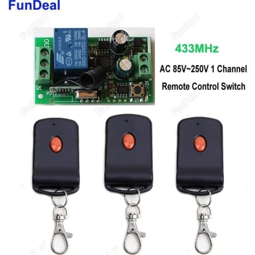 433 Mhz Universal Home Wireless Remote Control Switch AC 110V 220V 1 CH Relay Receiver Module and 3pcs RF 433Mhz Remote Controls