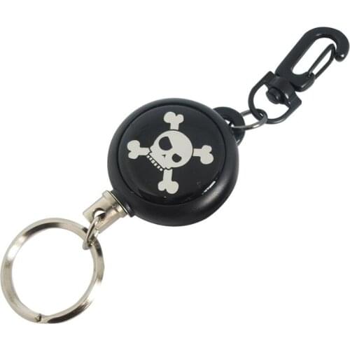 Retractable Keychain Badge Holder Reel Clip with Swivel Carabiner Clasps and 60cm Steel Wire Cord
