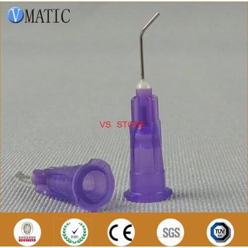 High Quality 100 Pieces 24G Purple Color Needle 0.5'' 13mm Length 45 Degree Bent Glue Bayonet Needle 1/2 Inch