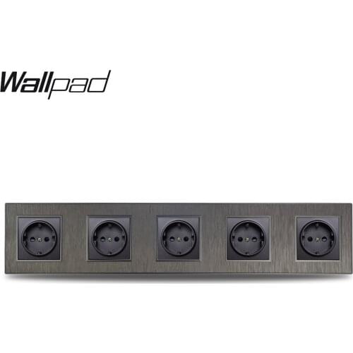 Wallpad S6 Quintuple 5 Way EU Electric Outlet Power Wall Socket Black Silver Gold Brushed PC Plastic Imitating Aluminum