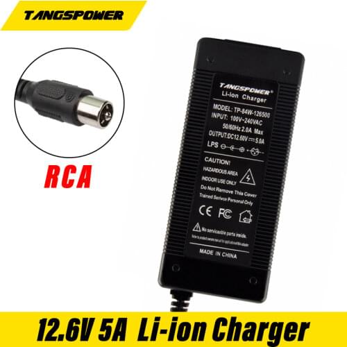 3S 12.6V 5A Lithium Battery Charger For 12V Li-ion Battery Pack 18650 Lithium Battery Charger RCA Connector