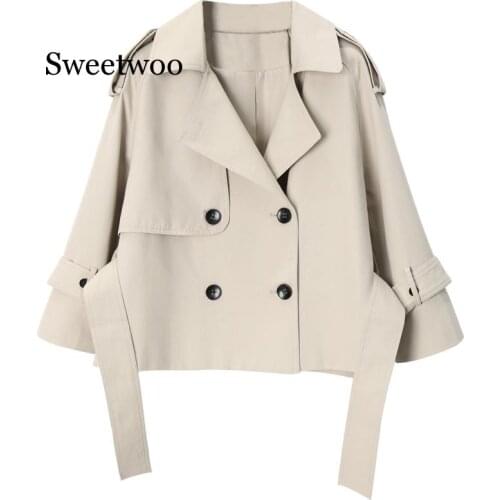 Spring autumn double-breasted women windbreaker short tie feminine coat trench coat temperament cardigan trench coat