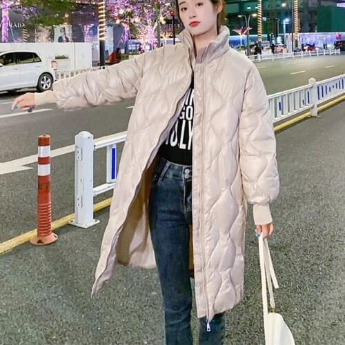 Hstar 2021 Cotton-padded Warm Loose Big Size Jacket Womans parkas Fashion New Winter Solid all-match Mid-Length Thick Coat