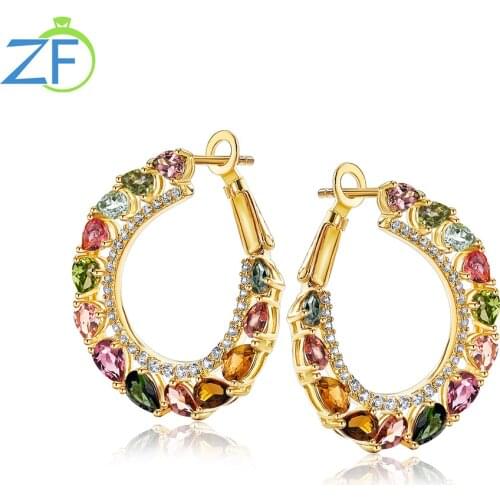 GZ ZONGFA New Fashion Natural Tourmaline Personalized Angel Wings 925 Sterling Silver Studs Earrings Jewelry