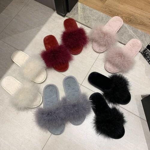 Women Faux Fur Slippers Female Autumn Winter Home Cartoon Cute Plush Warm Indoor Soft Slippers Male Fluffy Flip Flops Female