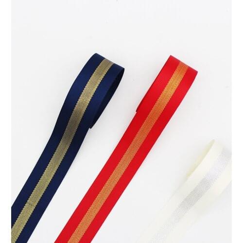 Gold / Silver GLITTER Grosgrain Edge Ribbon High Quality DIY Handmade 9 16 25 MM 5/8" 1" Inch