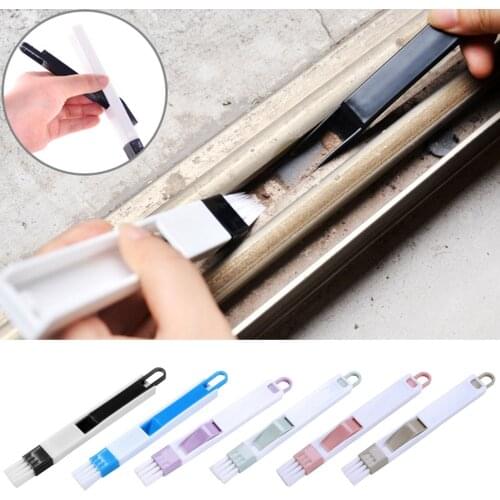 2 in 1 Multifunctional Computer Window Crevice Cleaning Brush Window Groove Keyboard Nook Dust Shovel Window Track Cleaning Tool