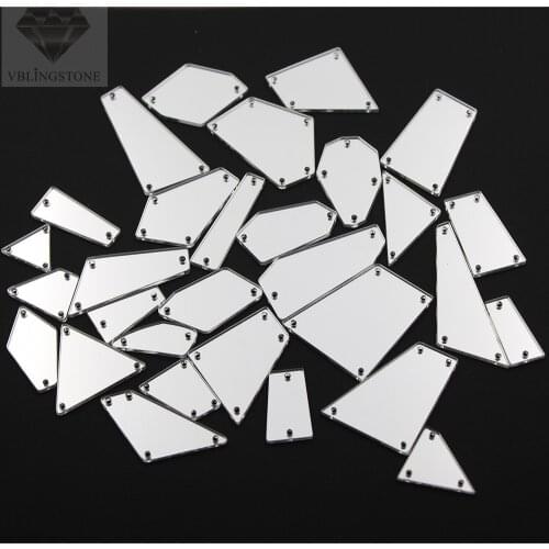 20-50pcs Irregular Clear Mirror Sew on Acrylic Shiny Rhinestone 30 Shapes Flatback Sew-on Stone for Dress Clothing Accessories