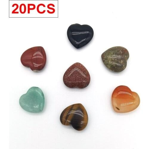 20PCS Natural Crystals Stone Heart Shape Rose Quartz Gem Crystal Beads Crystals Gemstone Healing Gift Decor