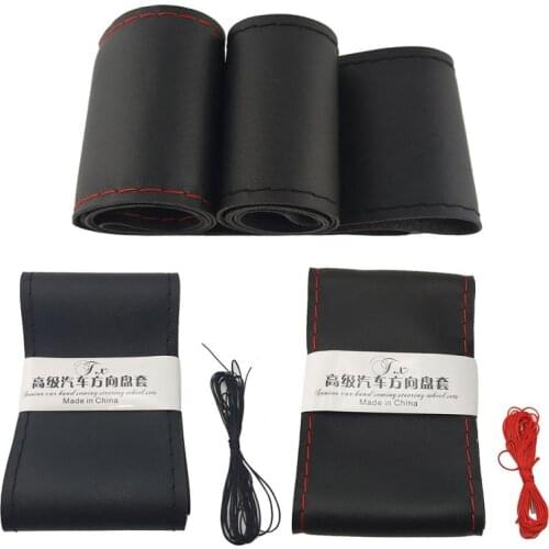 36/40CM DIY Texture Soft Auto Car Steering Wheel Cover With Needles And Thread Artificial Leather Braid Interior Accessories