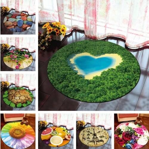 3D nordic flower round carpet green heart sofa table mat rose ring rug kids room livingroom and bedroom hallway home carpet