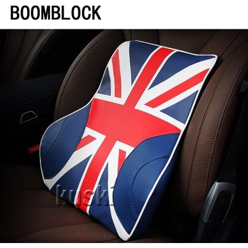 BOOMBLOCK 1pcs Car Back Seat Cushion Flag Pattern For bmw e46 e90 e60 e39 f10 f30 volkswagen passat b6 peugeot 206 golf 4 7