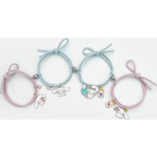 Cinnamoroll Dog Sanrio Plush Kawaii Cartoon Cute Dolls Magnetic Series Bracelet Head Rope Anime Plush Toy For Girl Birthday Gift