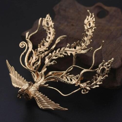 10pcs Brass Casted Phoenix Oriental Ornament Home Decor High Quality DIY Bridal Head Hair Wedding Jewelry Accessories Crafts