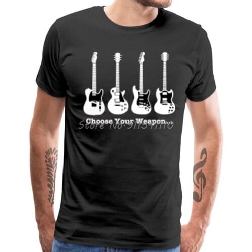 Choose Your Weapon T-shirt Men Band Tees Electric Guitar Print Tops T Shirt Simple Hip Hop Men Cotton Tees Harajuku Streetwear