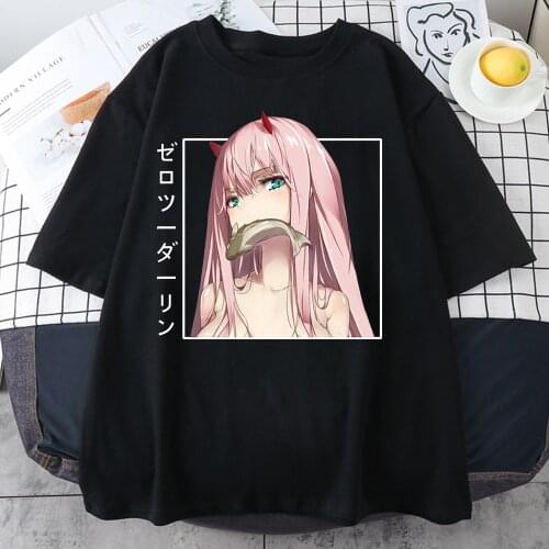 Hot Zero Two Graphic Tees Women Kawaii Japanese Anime DARLING in the FRANXX T Shirt Funny Cartoon Summer Tops Unisex T-shirt