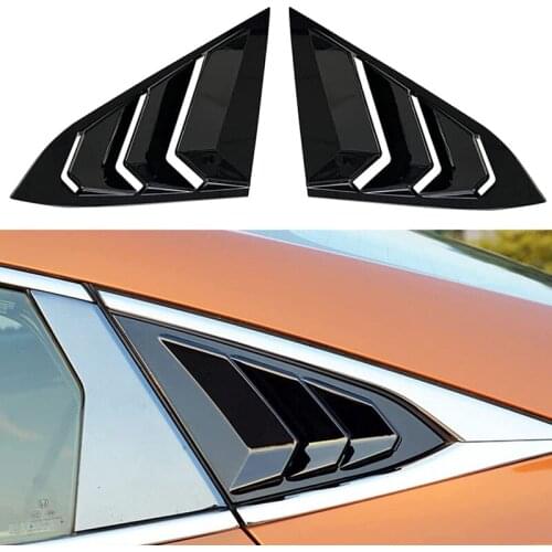 Racing Style Car Rear Side Window Louvers Cover Blinds Scoop Air Vent Cover Trim for Honda Civic 10Th 2016-2021 Sedan