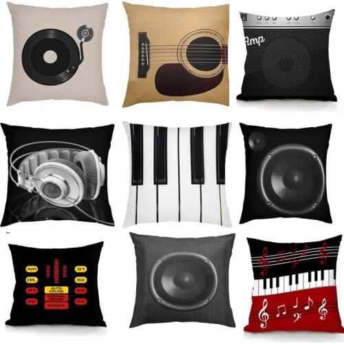 Retro Speaker Cushion Cover Guitar Music Throw Pillow Case Valentine Wedding Gift Home Sofa Decor 18" Two Side